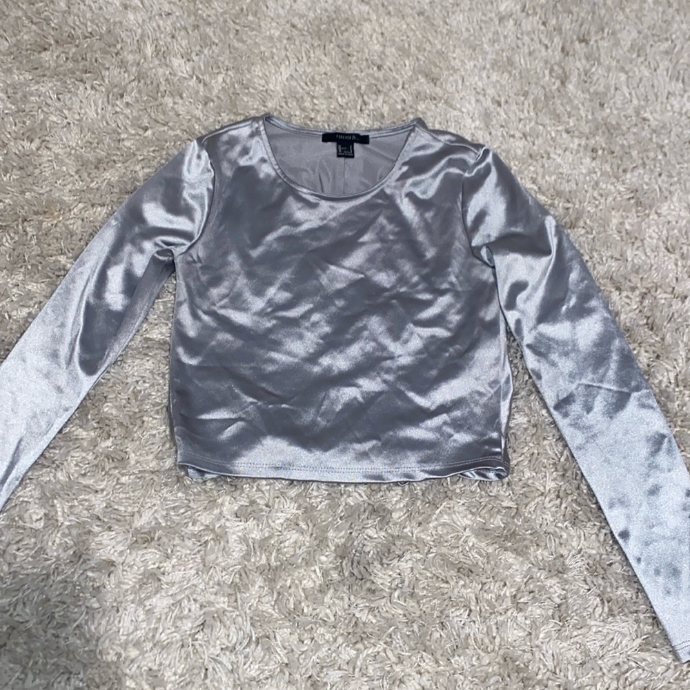 silver shirt long sleeve, with open back